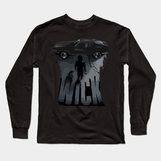 John Wick with dog and car Long Sleeve T-Shirt by PGasbarroneArt